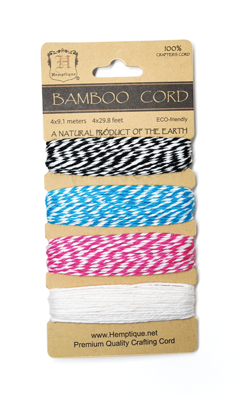 Hemptique Bamboo Cord Cards Eco Friendly Sustainable Naturally Grown Jewelry Bracelet Making Paper Crafting Scrapbooking Bookbinding Mixed Media Crocheting Macrame Seasonal Holiday Gift Wrapping Outdoor Gardening